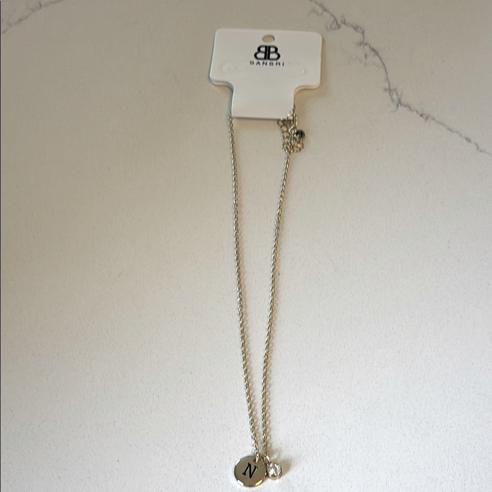 Anthropologie x Bansri Silver Necklace with Initial N Pendant New with tags